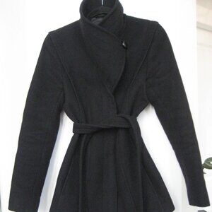 Babaton Elegant Black Wrap Pea Coat